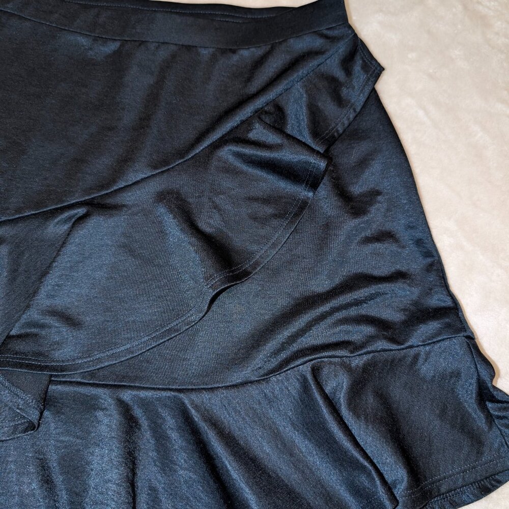 Express Ruffled Navy Mini Skirt - Picture 3 of 7